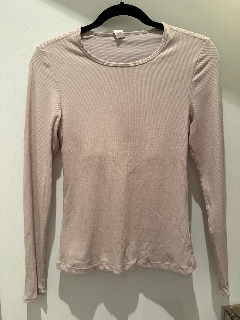 Yogalicious Long Sleeve Crewneck Top - Light Beige
